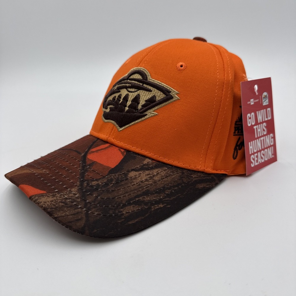 Minnesota Wild Hat Baseball Cap Blaze Orange Hunting Pheasants Forever SGA NWT